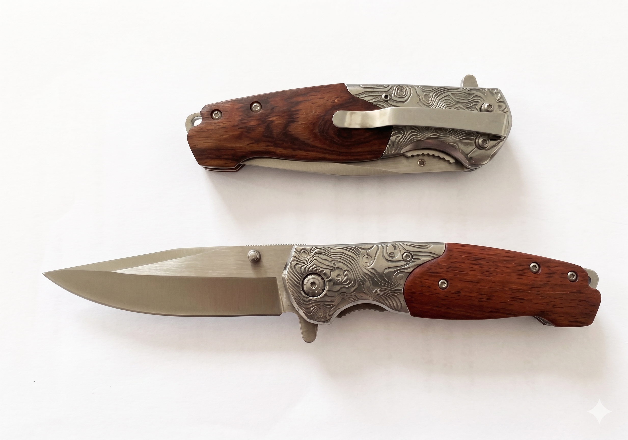 Navaja Profesional 230mm - Hoja Satinada 2.8mm y Mango de Madera Noble con Acabado Espejo