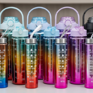 ML0153 Set de 3 Botellas Plasticas 2000ml, 900ml, 300ml  Metalizado