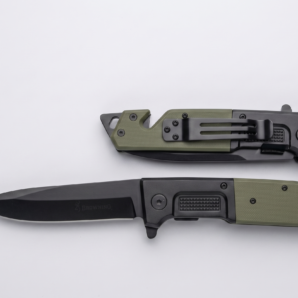 ML0244 Cuchillo Táctico G10 con Rompecristales y Cortasoga - Hoja de Titanio 3.8mm